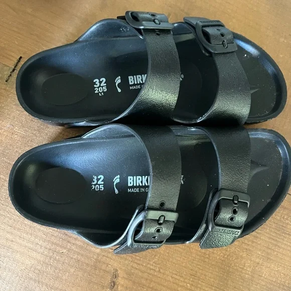 Birkenstock Black Sandals with Adjustable Straps and Contoured Footbed - Picture 2 of 4